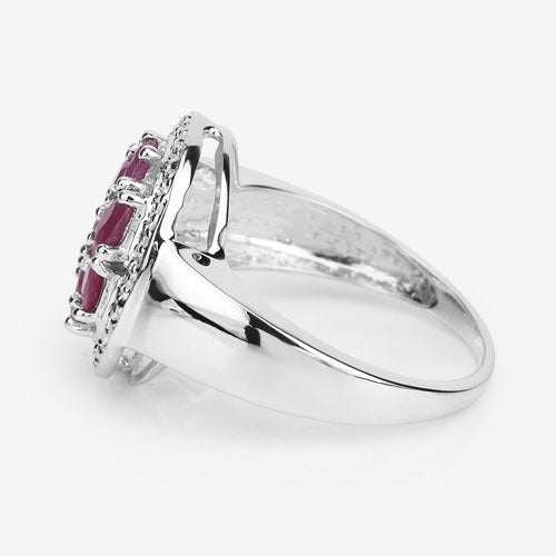 Bids.com 1.54 Carat Genuine Ruby .925 Sterling Silver Ring Rings