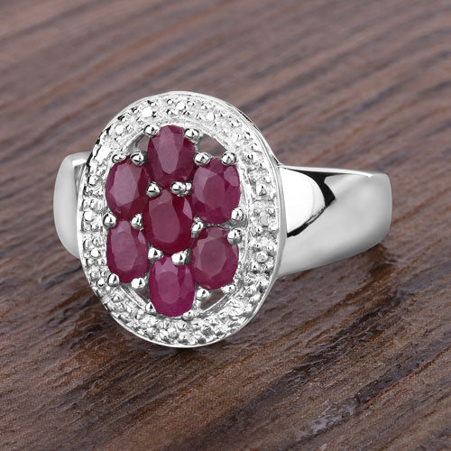Bids.com 1.54 Carat Genuine Ruby .925 Sterling Silver Ring Rings