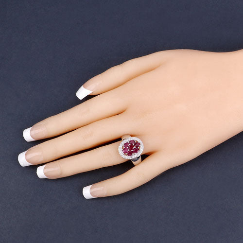 Bids.com 1.54 Carat Genuine Ruby .925 Sterling Silver Ring Rings