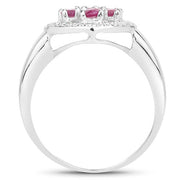 Bids.com 1.54 Carat Genuine Ruby .925 Sterling Silver Ring Rings
