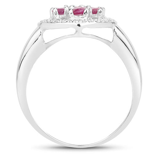 Bids.com 1.54 Carat Genuine Ruby .925 Sterling Silver Ring Rings