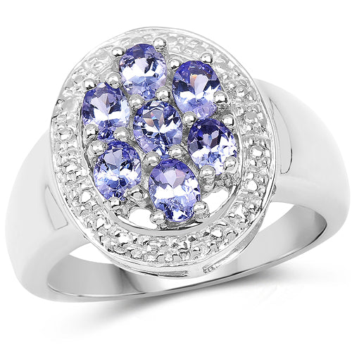 Bids.com 1.19 Carat Genuine Tanzanite .925 Sterling Silver Ring Rings