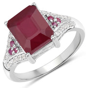 Bids.com 4.49 Carat Glass Filled Ruby and White Topaz .925 Sterling Silver Ring Rings