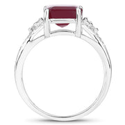 Bids.com 4.49 Carat Glass Filled Ruby and White Topaz .925 Sterling Silver Ring Rings