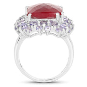 Bids.com 15.13 Carat Dyed Ruby & Tanzanite .925 Sterling Silver Ring Rings