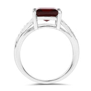 Bids.com 2.99 Carat Genuine Garnet and White Topaz .925 Sterling Silver Ring Rings