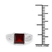 Bids.com 2.99 Carat Genuine Garnet and White Topaz .925 Sterling Silver Ring Rings