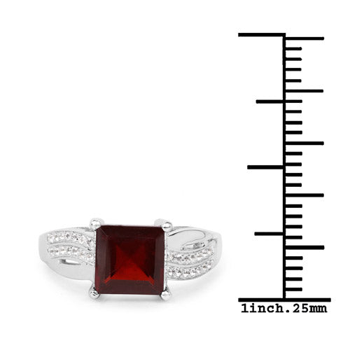 Bids.com 2.99 Carat Genuine Garnet and White Topaz .925 Sterling Silver Ring Rings