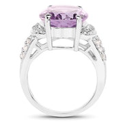 Bids.com 8.98 Carat Genuine Amethyst & White Topaz .925 Sterling Silver Ring Rings