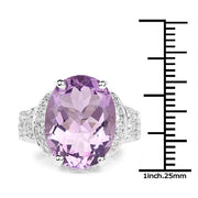 Bids.com 8.98 Carat Genuine Amethyst & White Topaz .925 Sterling Silver Ring Rings