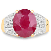 Bids.com 14K Yellow Gold Plated 5.49 Carat Glass Filled Ruby and White Topaz .925 Sterling Silver Ring Rings