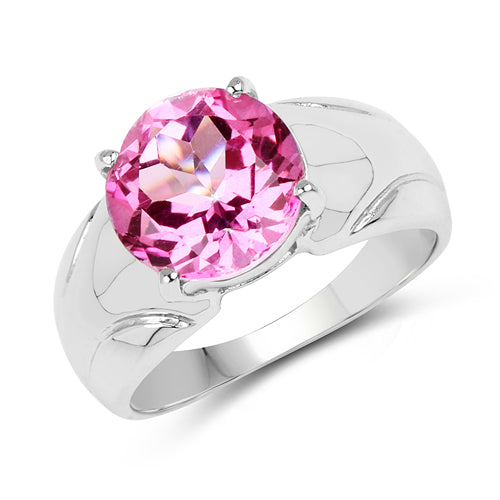 Bids.com 4.55 Carat Genuine Pink Topaz .925 Sterling Silver Ring Rings