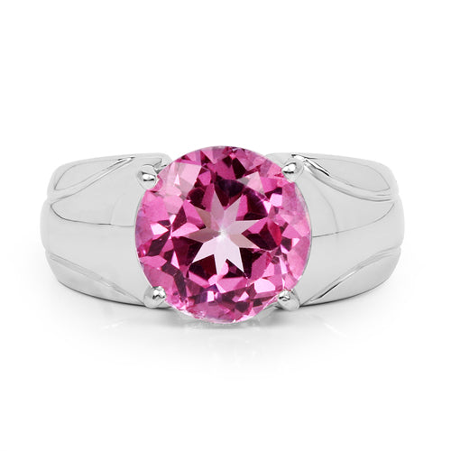 Bids.com 4.55 Carat Genuine Pink Topaz .925 Sterling Silver Ring Rings