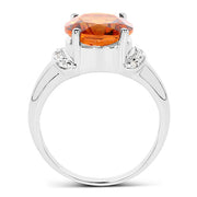 Bids.com 3.94 Carat Genuine Madeira Citrine & White Topaz .925 Sterling Silver Ring Rings