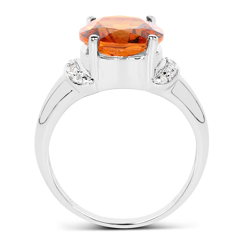 Bids.com 3.94 Carat Genuine Madeira Citrine & White Topaz .925 Sterling Silver Ring Rings