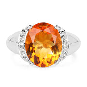 Bids.com 3.94 Carat Genuine Madeira Citrine & White Topaz .925 Sterling Silver Ring Rings