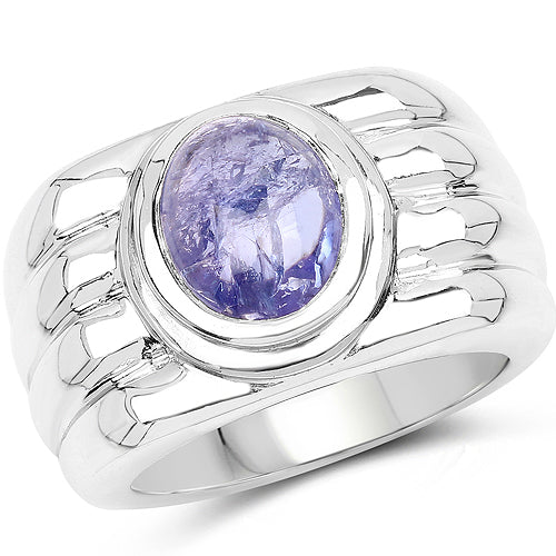Bids.com 3.55 Carat Genuine Tanzanite .925 Sterling Silver Ring Rings