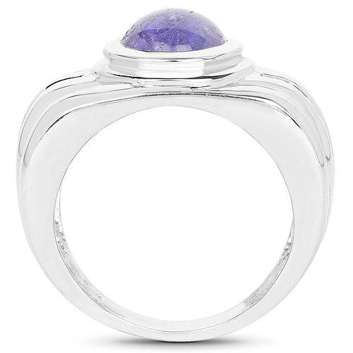 Bids.com 3.55 Carat Genuine Tanzanite .925 Sterling Silver Ring Rings
