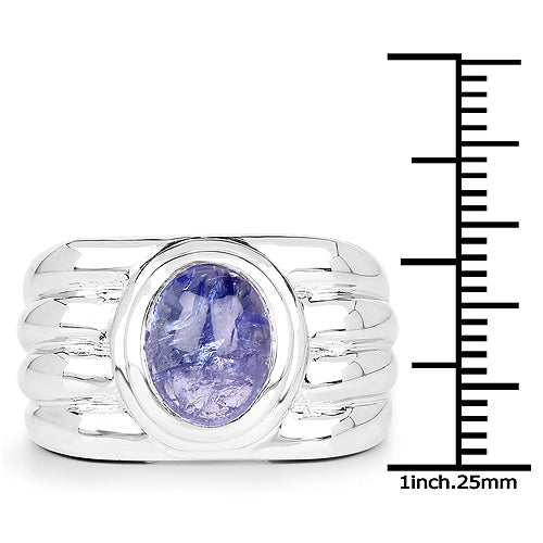 Bids.com 3.55 Carat Genuine Tanzanite .925 Sterling Silver Ring Rings