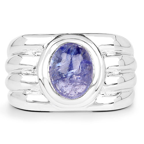 Bids.com 3.55 Carat Genuine Tanzanite .925 Sterling Silver Ring Rings