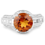 Bids.com 2.81 Carat Genuine Citrine and White Topaz .925 Sterling Silver Ring Rings