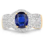 Bids.com 14K Yellow Gold Plated 2.56 Carat Genuine Kyanite and White Topaz .925 Sterling Silver Ring Rings
