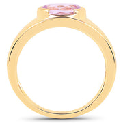 Bids.com 14K Yellow Gold Plated 2.40 Carat Genuine Kunzite .925 Sterling Silver Ring Rings
