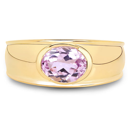 Bids.com 14K Yellow Gold Plated 2.40 Carat Genuine Kunzite .925 Sterling Silver Ring Rings