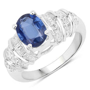 Bids.com 1.40 Carat Genuine Kyanite .925 Sterling Silver Ring Rings