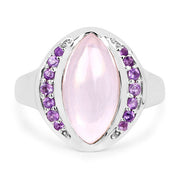 Bids.com 3.57 Carat Genuine Rose Quartz And Amethyst .925 Sterling Silver Ring Rings