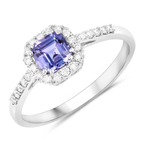 Bids.com 0.96 Carat Genuine Purple Pink Sapphire and White Diamond 14K White Gold Ring Rings