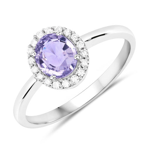 Bids.com 1.15 Carat Genuine Pink Sapphire and White Diamond 14K White Gold Ring Rings
