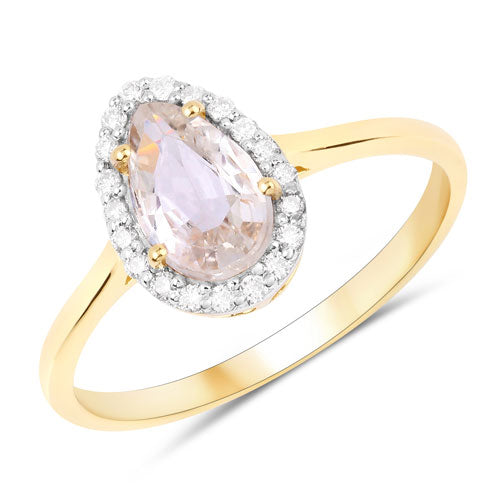 Bids.com 1.27 Carat Genuine White Sapphire and White Diamond 14K Yellow Gold Ring Rings