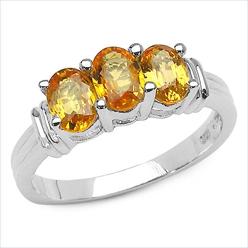Bids.com 1.44 Carat Genuine Yellow Sapphire .925 Sterling Silver Ring Rings