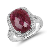 Bids.com 7.60 Carat Dyed Ruby .925 Sterling Silver Ring Rings