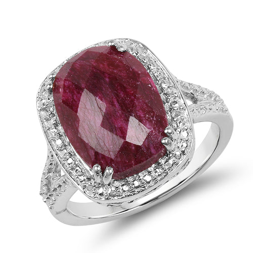 Bids.com 7.60 Carat Dyed Ruby .925 Sterling Silver Ring Rings