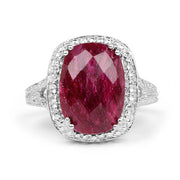 Bids.com 7.60 Carat Dyed Ruby .925 Sterling Silver Ring Rings