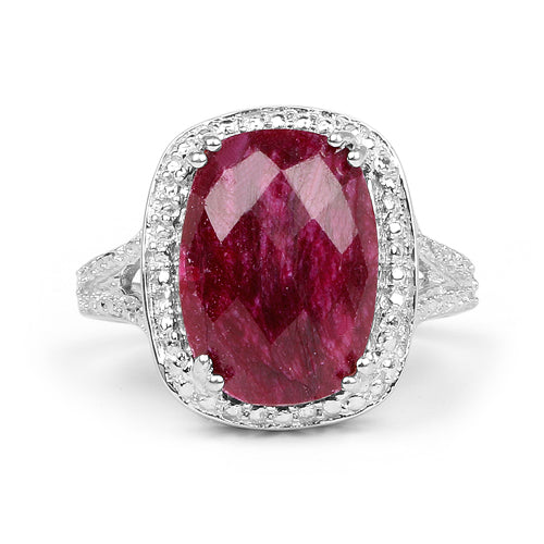 Bids.com 7.60 Carat Dyed Ruby .925 Sterling Silver Ring Rings