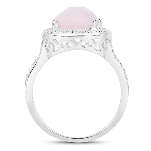 Bids.com 5.80 Carat Genuine Rose Quartz .925 Sterling Silver Ring Rings
