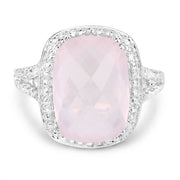 Bids.com 5.80 Carat Genuine Rose Quartz .925 Sterling Silver Ring Rings