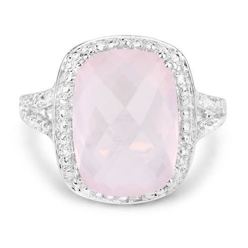 Bids.com 5.80 Carat Genuine Rose Quartz .925 Sterling Silver Ring Rings