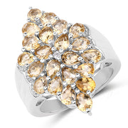 Bids.com 3.54 Carat Genuine Citrine and White Topaz .925 Sterling Silver Ring Rings