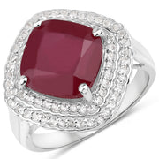 Bids.com 5.86 Carat Glass Filled Ruby and White Topaz .925 Sterling Silver Ring Rings