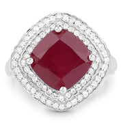 Bids.com 5.86 Carat Glass Filled Ruby and White Topaz .925 Sterling Silver Ring Rings