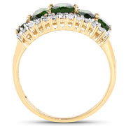 Bids.com 18K Yellow Gold Plated 2.70 Carat Genuine Chrome Diopside and White Topaz .925 Sterling Silver Ring Rings