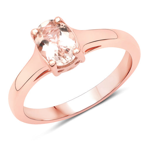 Bids.com 0.70 Carat Genuine Morganite .925 Sterling Silver Ring Rings