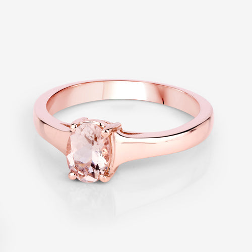 Bids.com 0.70 Carat Genuine Morganite .925 Sterling Silver Ring Rings
