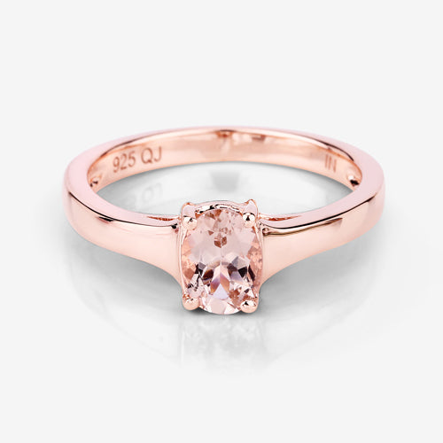Bids.com 0.70 Carat Genuine Morganite .925 Sterling Silver Ring Rings