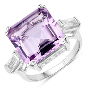Bids.com 8.30 Carat Genuine Pink Amethyst and White Topaz .925 Sterling Silver Ring Rings