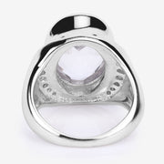 Bids.com 5.38 Carat Genuine Crystal Quartz and White Diamond .925 Sterling Silver Ring Rings